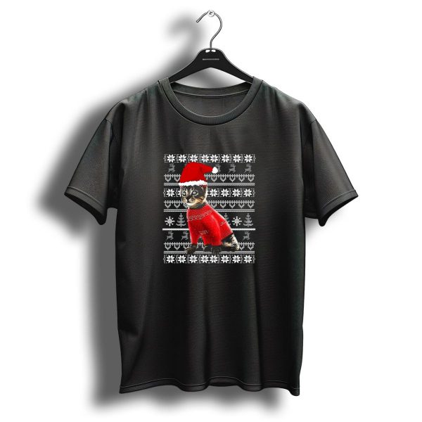 Meowy Xmas Cats Christmas Sweater Kitten With Santa Hat Snowflake T Shirt 1 t shirt 1