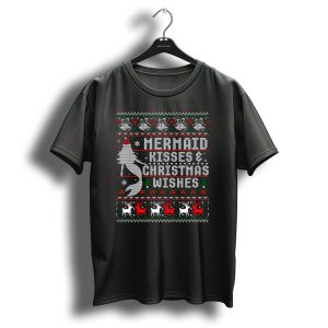 Mermaid Kisses Christmas Wishes Ugly Sweater Reindeer Santa Hat T Shirt