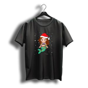 Mermaid Light Christmas Santa Hat Snowflakes T-Shirt