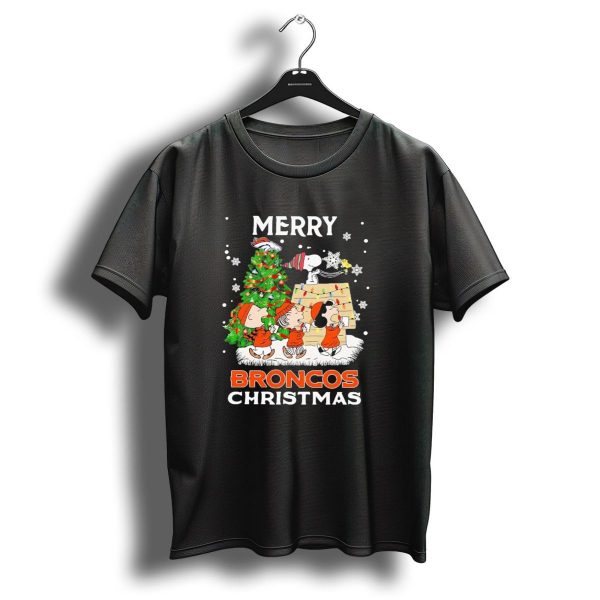 Merry Broncos Christmas Peanuts Characters T Shirt 1 t shirt 1