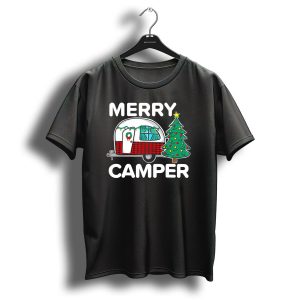 Merry Camper Vintage Camper Christmas Tree Retro Holiday Decor T-Shirt