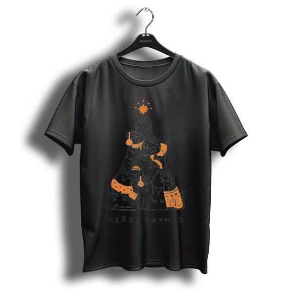 Merry Catmas Christmas Tree Of Funny Cats With Star Top T Shirt 1 t shirt 1