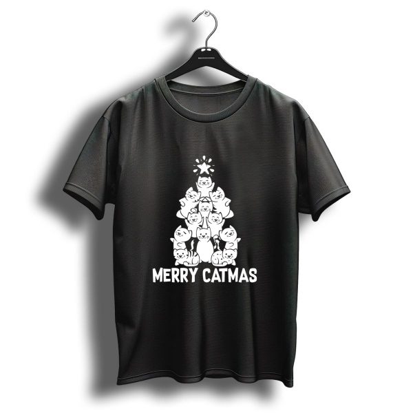 Merry Catmas Cute Adorable Cat Christmas Tree Pyramid Star T Shirt 1 t shirt 1
