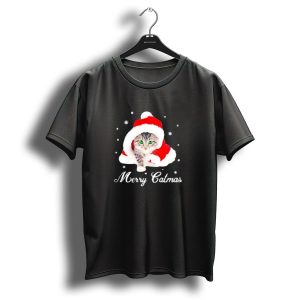 Merry Catmas Cute Kitten Santa Hat Christmas 2024 Festive T-Shirt