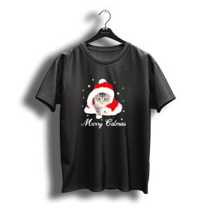 Merry Catmas Cute Kitten Santa Hat Christmas 2025 Festive T-Shirt