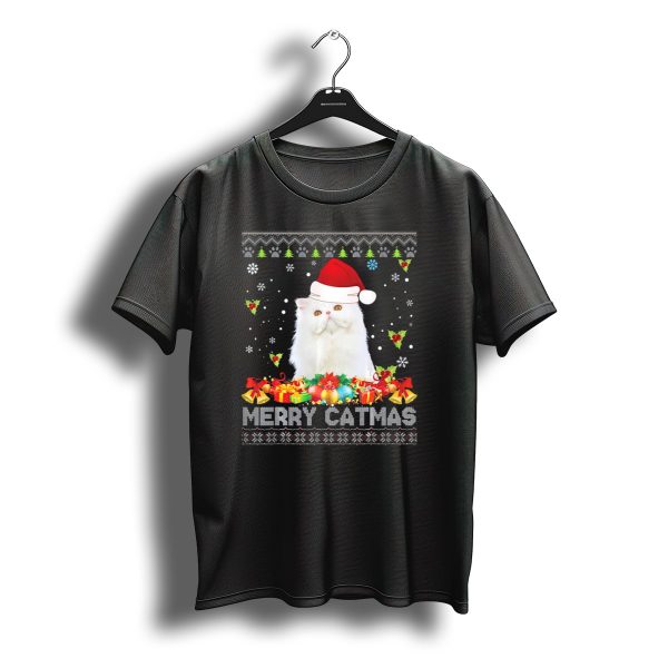 Merry Catmas Persian Cat Santa Hat Christmas Gifts T Shirt t shirt 1