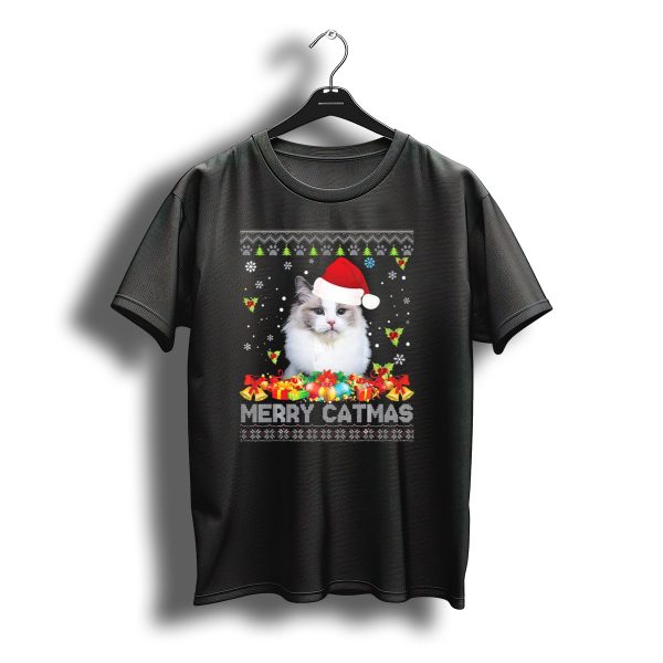 Merry Catmas Ragdoll Cat Christmas Ugly Sweater Style Santa Hat T Shirt t shirt 1