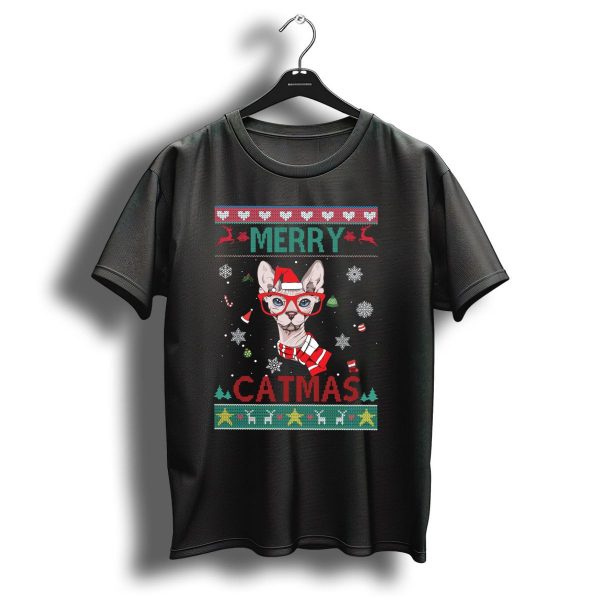 Merry Catmas Sphynx Cat With Santa Hat And Glasses For Christmas T Shirt 1 t shirt 1