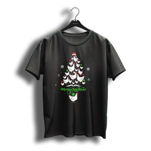 Merry Chickmas Chicken Lover Christmas Tree With Santa Hat And T-Shirt