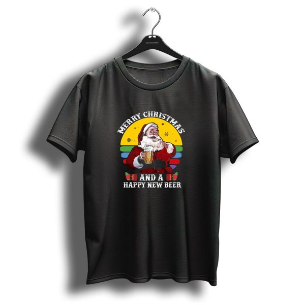 Merry Christmas And A Happy New Beer Santa Holding Mug T Shirt 1 t shirt 1