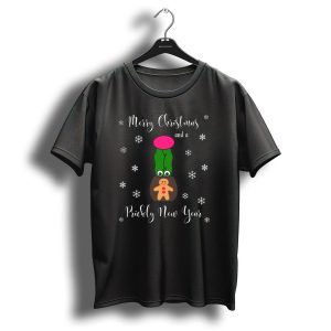 Merry Christmas And A Prickly New Year Gingerbread Cactus With Snowflakes T-Shirt