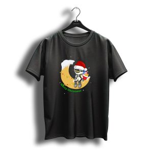 Merry Christmas Astronaut Santa Hat On Moon With Presents T-Shirt