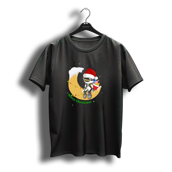 Merry Christmas Astronaut Santa Hat On Moon With Presents T Shirt t shirt 1