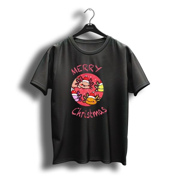 Merry Christmas Axolotl With Santa Hat T Shirt t shirt 1
