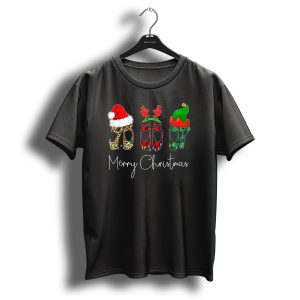 Merry Christmas Ballet Shoes Plaid Leopard Santa Hat Dancer T Shirt