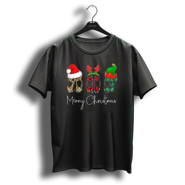 Merry Christmas Ballet Shoes Plaid Leopard Santa Hat Dancer T Shirt 1 t shirt 1