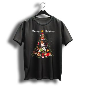 Merry Christmas Basset Hound Tree Xmas Dog Love T-Shirt