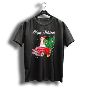 Merry Christmas Beagle Santa Hat Red Truck With Christmas Tree And Gifts T Shirt