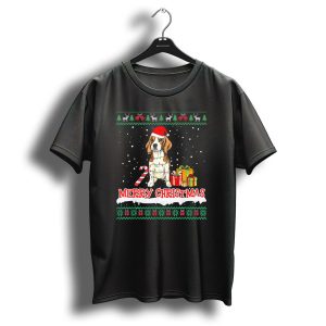 Merry Christmas Beagle With Santa Hat And Gifts T Shirt