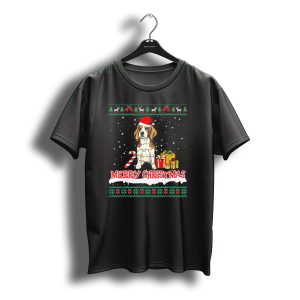 Merry Christmas Beagle With Santa Hat And Gifts T-Shirt