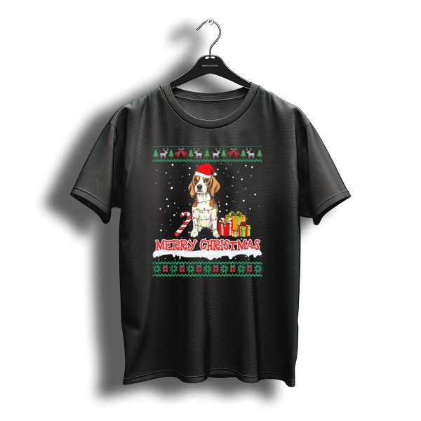 Merry Christmas Beagle With Santa Hat And Gifts T Shirt t shirt 1