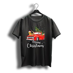 Merry Christmas Bearded Dragon Santa Rides Red Truck T-Shirt