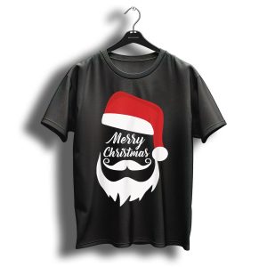 Merry Christmas Bearded Santa With Red Hat T Shirt