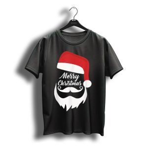 Merry Christmas Bearded Santa With Red Hat T-Shirt