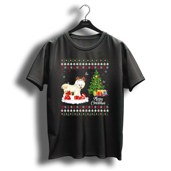 Merry Christmas Bichon Frise Funny Reindeer With Gifts And Tree T Shirt 1 t shirt 1
