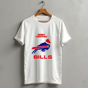 Merry Christmas Bills Santa Hat Logo Football Fan Gear T Shirt