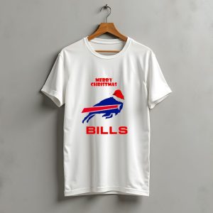 Merry Christmas Bills Santa Hat Logo Football Fan Gear T-Shirt