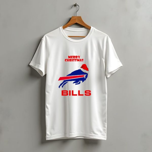 Merry Christmas Bills Santa Hat Logo Football Fan Gear T Shirt t shirt 1