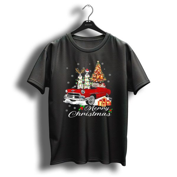 Merry Christmas Border Collie On Red Holiday Truck With Gifts And Tree T Shirt 1 t shirt 1
