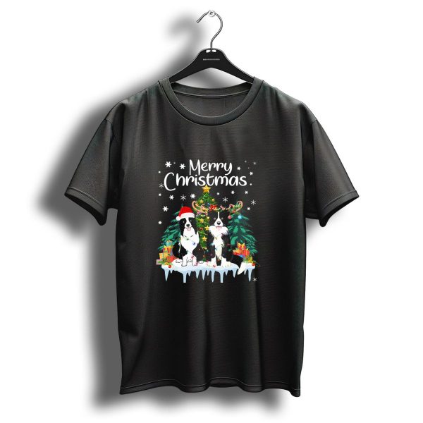 Merry Christmas Border Collie Santa Reindeer Lights Fun T Shirt 1 t shirt 1