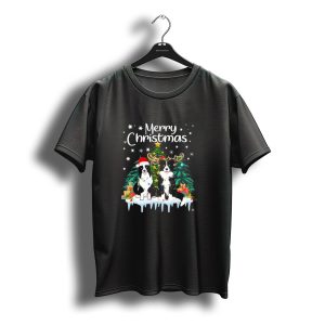 Merry Christmas Border Collie Santa Reindeer Lights Fun T-Shirt