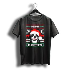 Merry Christmas Boston Terrier Santa Hat Ugly Sweater Holiday T-Shirt