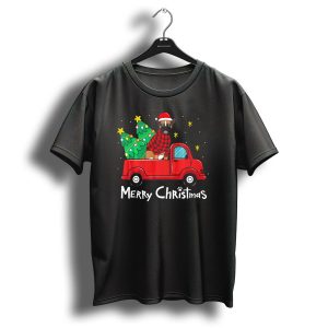 Merry Christmas Boxer Dog Red Truck Tree T-Shirt