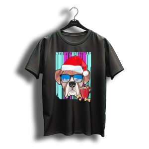 Merry Christmas Boxer Santa Hat And Hot Cocoa T-Shirt