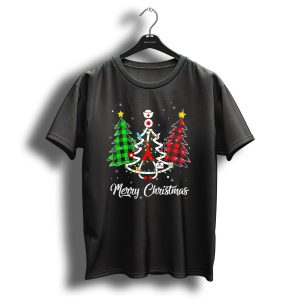 Merry Christmas Buffalo Plaid Nurse Stethoscope Christmas Trees T-Shirt