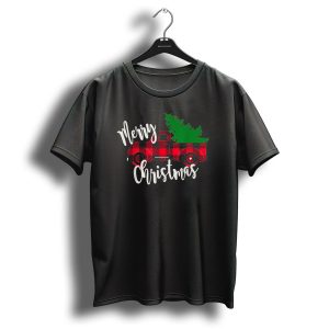 Merry Christmas Buffalo Plaid Red Truck With Green Tree T Shirt
