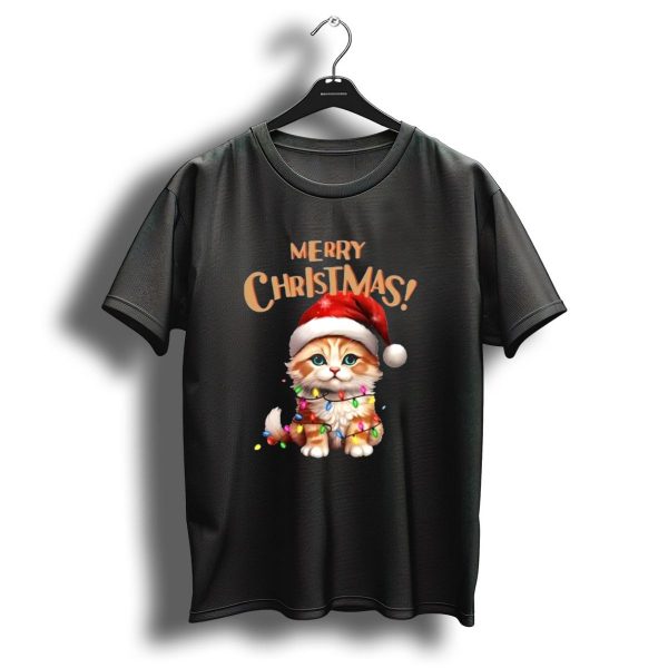 Merry Christmas Cat Santa With Lights T Shirt 1 t shirt 1