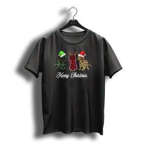 Merry Christmas Cavalier King Charles Spaniel Trio Santa Hats Antlers T-Shirt