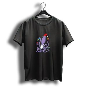 Merry Christmas Cephalopod Santa Hat And Gifts T Shirt