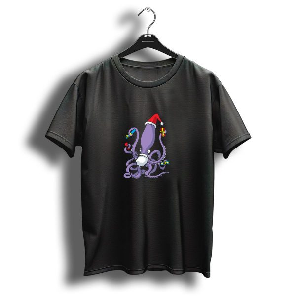 Merry Christmas Cephalopod Santa Hat And Gifts T Shirt 1 t shirt 1