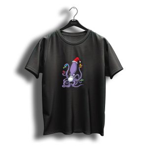 Merry Christmas Cephalopod Santa Hat And Gifts T-Shirt