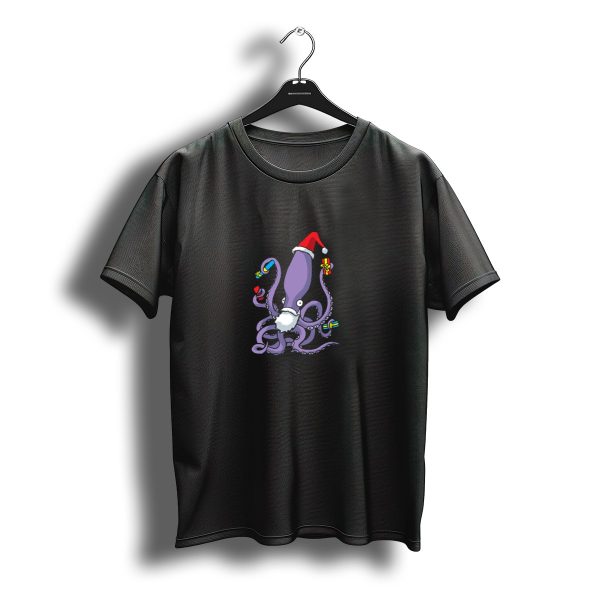 Merry Christmas Cephalopod Santa Hat And Gifts T Shirt t shirt 1