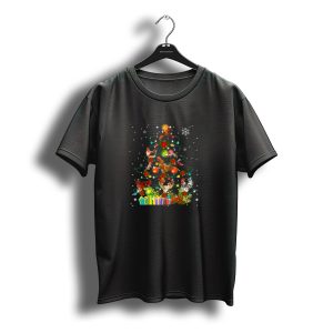 Merry Christmas Chicken Tree Ugly Santa Hat Snowflakes Presents T-Shirt