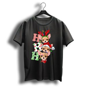 Merry Christmas Chihuahua Ho Ho Ho Santa Reindeer Lights T Shirt