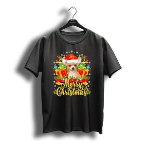 Merry Christmas Chihuahua Santa Hat Presents Snowflakes Candy Canes T-Shirt
