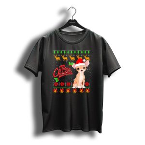 Merry Christmas Chihuahua Santa Hat Reindeer Holiday T-Shirt